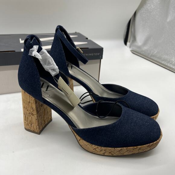 Worthington Womens Panama Block Heel Pumps Denim Size 9M - Picture 5 of 10
